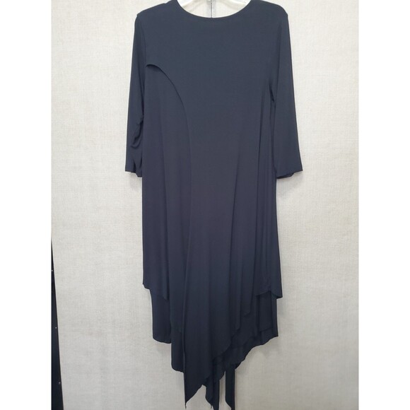 Soft Surroundings Black Jersey Knit Layered Midi Dress Size Petite Medium - Picture 5 of 6